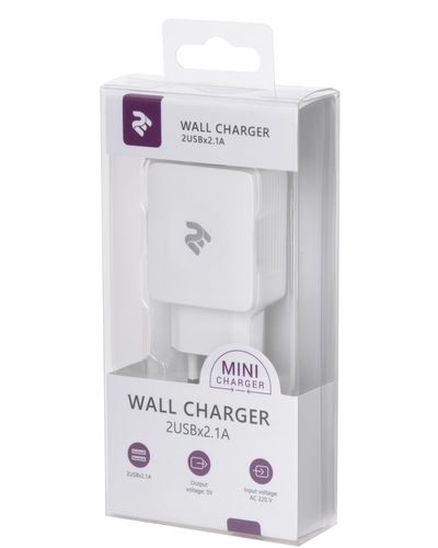 ადაპტერი 2Е Wall Charge Wall for 2 USB - DC5.0V/4.2 A, white , 4 image - Primestore.ge