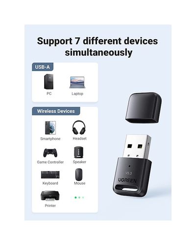 Bluetooth adapter UGREEN CM591 (90225), USB Bluetooth Adapter, Black, 4 image