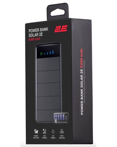 Portable charger 2E Power Bank Solar 8000mAh Black, 9 image