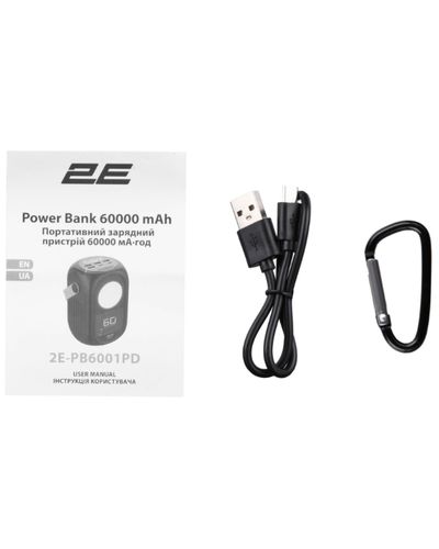 Portable Charger 2E Power Bank Travel 60000mAh PD Black, 6 image