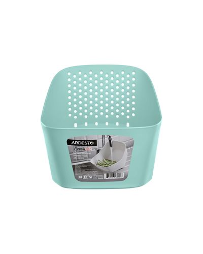 Washing herbs and vegetables ARDESTO Bowl with strainer Fresh, tiffany blue, plastic