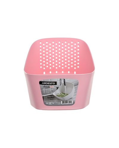 Washing herbs and vegetables ARDESTO Bowl with strainer Fresh, pink, plastic