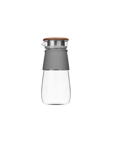 Glass jug ARDESTO Pitcher with lid, 1200 ml, borosilicate glass, silicone sleeve, lid - s / s, wood