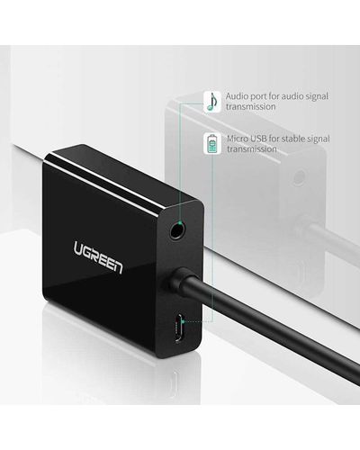 ადაპტერი UGREEN HU-516 (20694), HDMI to VGA Adapter With 3.5mm, 30cm, Black , 2 image - Primestore.ge