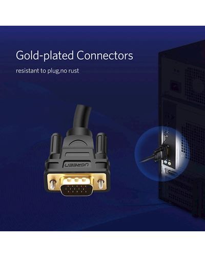 VGA კაბელი UGREEN VG101 (11634) VGA Male to Male Cable 15m (Black) , 2 image - Primestore.ge