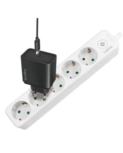 Power adapter Logilink LPS246 Socket Outlet 5-Way + Switch 1.5m White, 2 image
