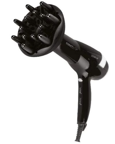 Hair dryer (black with chrome), 2000W, Number of speed modes: 2, Number of temperature modes: 3, Ionic function, Concentrator, diffuser, 2 image