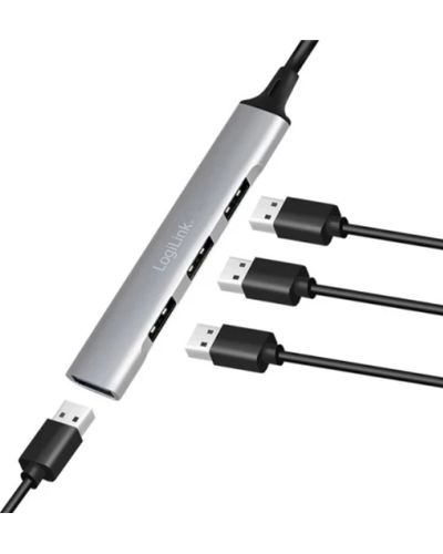 USB ჰაბი Logilink UA0391 USB3.0 4-port Slim Hub With Aluminum Casing , 2 image - Primestore.ge