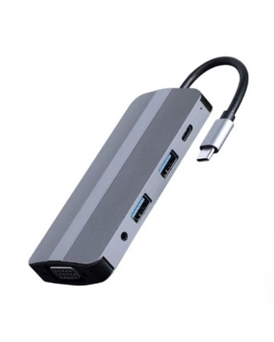 Adapter Gembird A-CM-COMBO8-02 USB Type-C 8-in-1 multi-port adapter (Hub+HDMI+VGA+PD+card reader+stereo audio) Silver