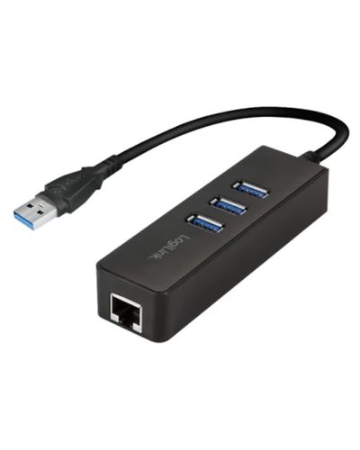 ადაპტერი LogiLink UA0173A USB 3.0 type A to gigabit adapter to 1x RJ45 and 3x USB 3.0 type A  - Primestore.ge