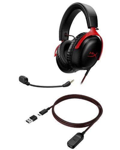 ყურსასმენი HyperX Cloud III – Wired Gaming Headset, PC, PS5, Xbox Series X|S Black/Red (727A9AA) , 6 image - Primestore.ge
