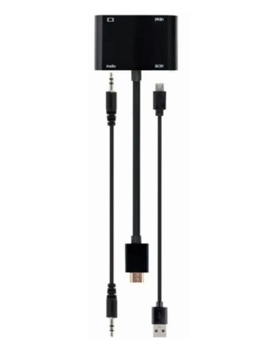 Adapter Gembird A-HDMIM-HDMIFVGAF-01 HDMI to HDMI + VGA + Audio Adapter Cable 15cm Black, 4 image