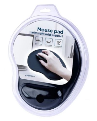 მაუსპადი Gembird MP-ERGO-01 Mouse pad with soft wrist support Black , 2 image - Primestore.ge