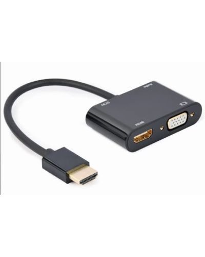 Adapter Gembird A-HDMIM-HDMIFVGAF-01 HDMI to HDMI + VGA + Audio Adapter Cable 15cm Black