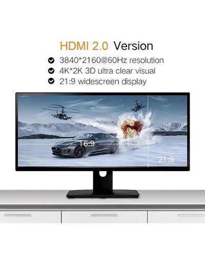 HDMI კაბელი UGREEN 50108, HDMI 2.0 4K Carbon Fiber Zinc Alloy Cable, 2m, Gray , 2 image - Primestore.ge