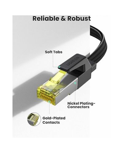 Network cable UGREEN NW189 (40164), CAT7 U/FTP, Lan Cable, 8m, Black, 5 image