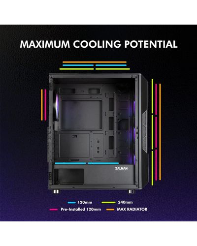 კომპიუტერის ქეისი Zalman Computer case I3 NEO TG BLACK , 3 image - Primestore.ge