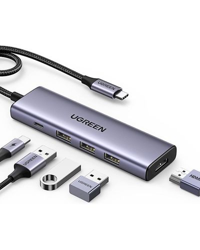 USB ჰაბი UGREEN CM511 (15596), USB, USB-C, HDMI, Hub, Gray  - Primestore.ge