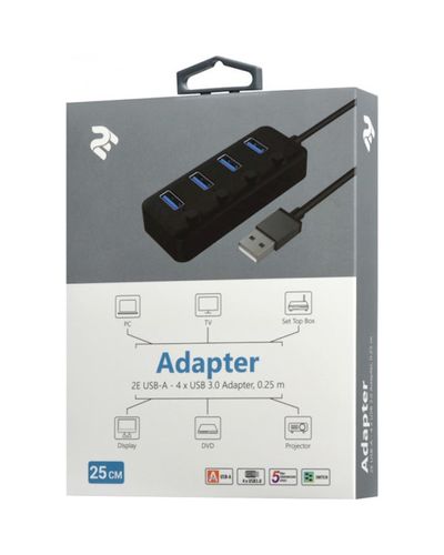 USB hub 2E Adepter USB-A to 4xUSB3.0 hub with switch, 0.25m, 3 image