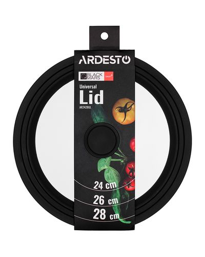 Glass lid Ardesto Universal lid Black Mars Smart 24/26/28 cm, glass, silicone