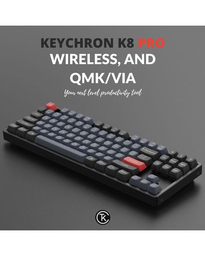 კლავიატურა Keychron K8 87 Key Gateron G pro Red RGB Hot-swap Aluminum Frame Black , 4 image - Primestore.ge