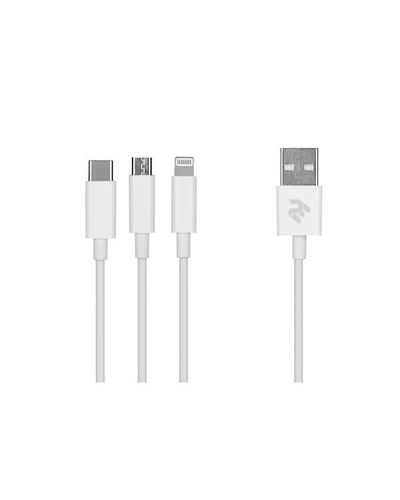 უსბ კაბელი 2E USB 3 in 1 Micro/Lightning/Type C, 5V/2.4A, White,1.2m  - Primestore.ge