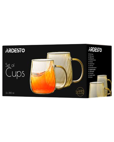 ყავის ჭიქა Ardesto Set of cups Golden Moon, borosilicate glass, 350 ml, 2 pcs , 2 image - Primestore.ge