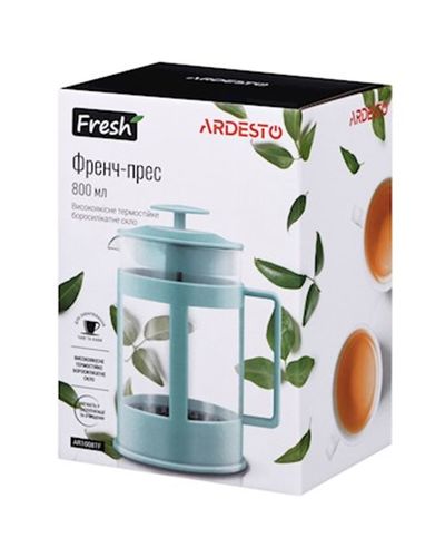 Teapot ARDESTO French press Fresh, 800 ml, tiffany blue, plastic, glass, 3 image