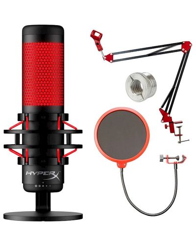 Microphone HyperX 4P5P6AA QuadCast, Microphone, USB, 3.5mm, Black/Red, 5 image