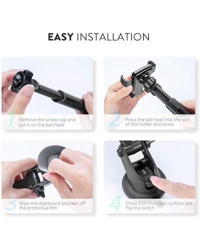 UGREEN LP200 (60990) Gravity Phone Holder with Suction Cup Black, 2 image