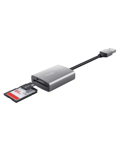 ბარათის წამკითხველი Trust Dalyx, USB-A Connector With Memory Card Reader, Grey , 3 image - Primestore.ge