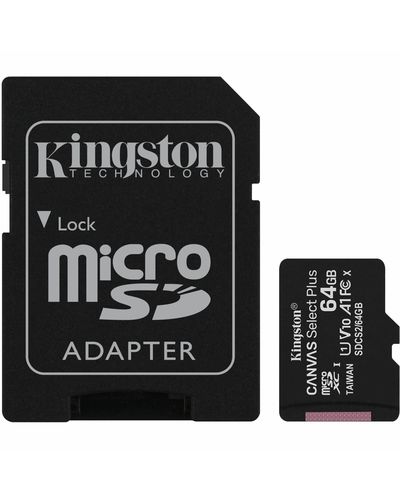 Memory Card Kingston 64GB microSDXC C10 UHS-I U1 A1 R100MB / s Canvas Select Plus