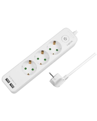 Power extension Logilink LPS248U Socket Outlet 3-Way + Switch + 2xUSB-A 1.5m White