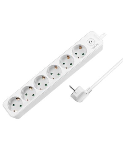დენის დამაგრძელებელი Logilink LPS247 Socket Outlet 6-Way + Switch 1.5m White  - Primestore.ge