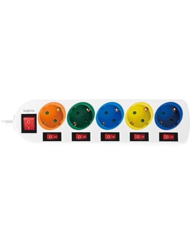 Power strip Logilink LPS258 Power strip 5-way with 6 switches 5x CEE 7/3 multicolor 1.5m, 3 image
