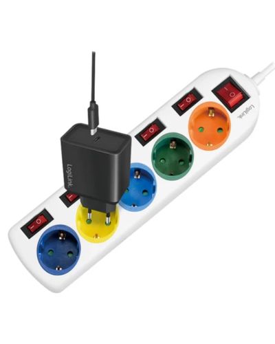 Power strip Logilink LPS258 Power strip 5-way with 6 switches 5x CEE 7/3 multicolor 1.5m, 2 image