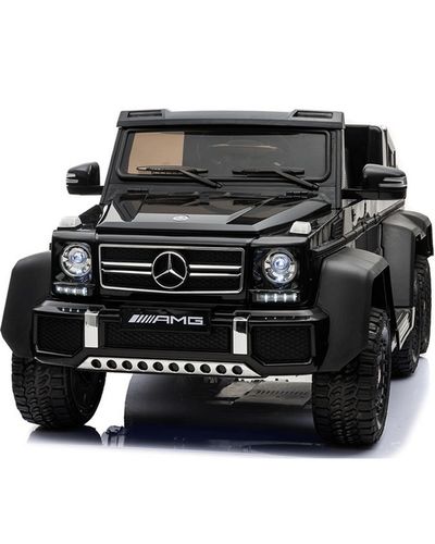 Children's electric car MERCEDES-BENZ G 63 AMG 6×6 BLACK with leather seat and rubber tires, 2 image