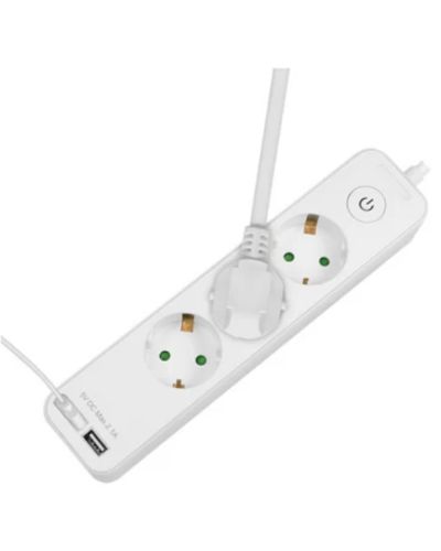 Power extension Logilink LPS248U Socket Outlet 3-Way + Switch + 2xUSB-A 1.5m White, 2 image