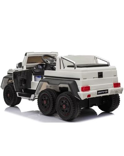 Children's electric car MERCEDES-BENZ G 63 AMG 6×6 WHITE with leather seat and rubber tires, 3 image