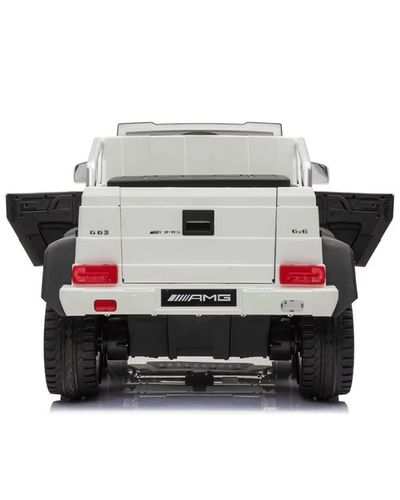 Children's electric car MERCEDES-BENZ G 63 AMG 6×6 WHITE with leather seat and rubber tires, 4 image