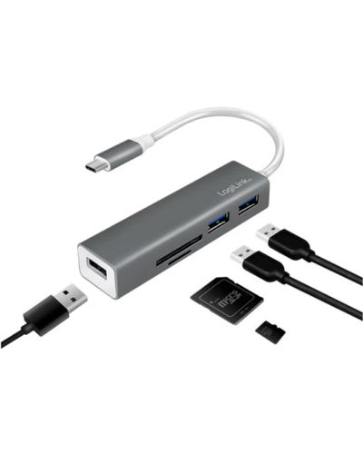 ადაპტერი Logilink UA0305 USB 3.2 Gen 1x1 USB-C 3-port hub with card reader , 3 image - Primestore.ge