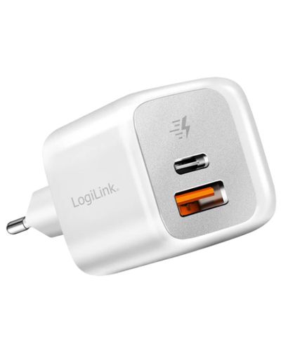 ადაპტერი Logilink PA0320SB Dual USB charger set 1x USB-C 1x USB-A 20 W white , 2 image - Primestore.ge