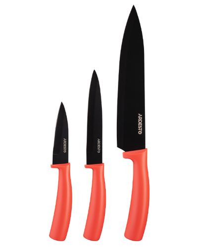 Set of knives Ardesto Black Mars Knives Set 3 pcs, red, stainless steel, plastic