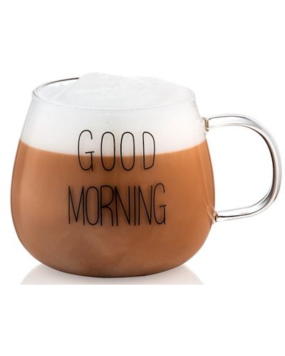 ჭიქების ნაკრები Ardesto Borosilicate glass mug set Good Morning, 350 ml, 2 pcs, with handles , 3 image - Primestore.ge