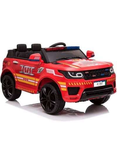 ბავშვის ელექტრო მანქანა POLICE-002 RED ტყავის სავარძლითა და კაუჩუკის საბურავებით  - Primestore.ge