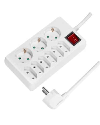 დენის ადაპტორი Logilink LPS201 Socket outlet 9-way + switch 6x CEE 7/3 + 3x CEE 7/16 1.5m White  - Primestore.ge