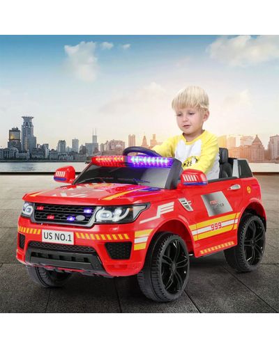 ბავშვის ელექტრო მანქანა POLICE-002 RED ტყავის სავარძლითა და კაუჩუკის საბურავებით , 3 image - Primestore.ge