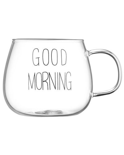 ჭიქების ნაკრები Ardesto Borosilicate glass mug set Good Morning, 350 ml, 2 pcs, with handles  - Primestore.ge