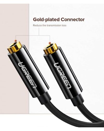 აუდიო კაბელი UGREEN 3.5mm Male to 2 Female Audio¶Cable 25cm (Black) , 4 image - Primestore.ge