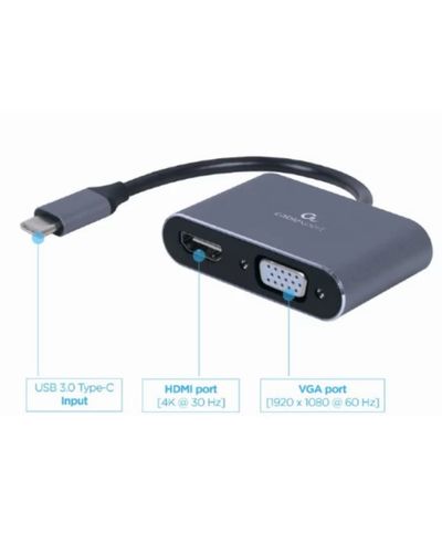 ადაპტერი Gembird A-USB3C-HDMIVGA-01 USB Type-C to HDMI + VGA Display Adapter Space Grey , 2 image - Primestore.ge